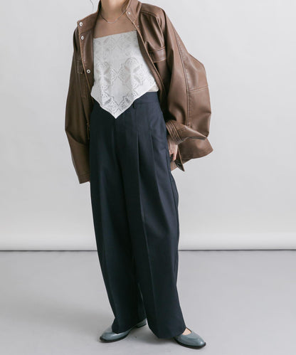 蕾絲圍巾套裝長褲