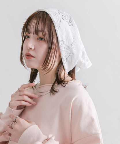 蕾絲圍巾套裝長褲