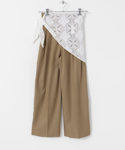 蕾絲圍巾套裝長褲