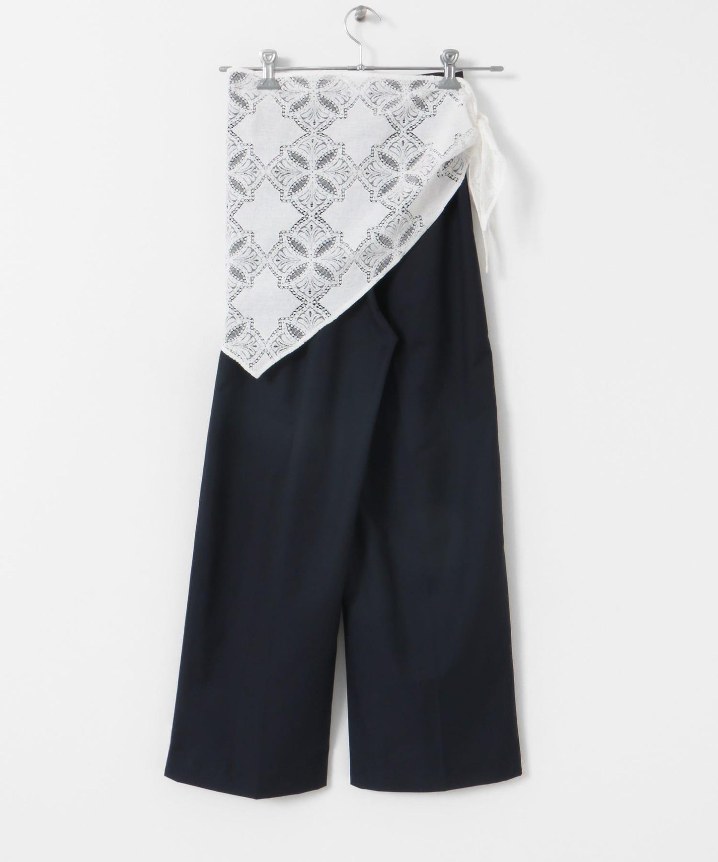 蕾絲圍巾套裝長褲