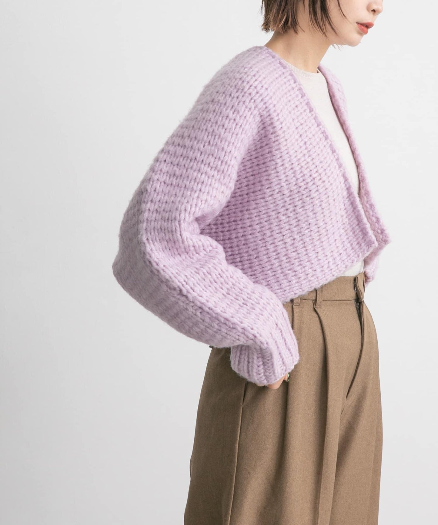 粗針短款針織開衫