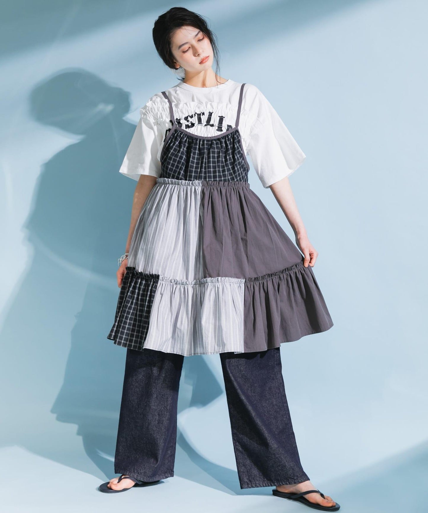 「部分色」「3尺碼可選」大口袋設計牛仔褲