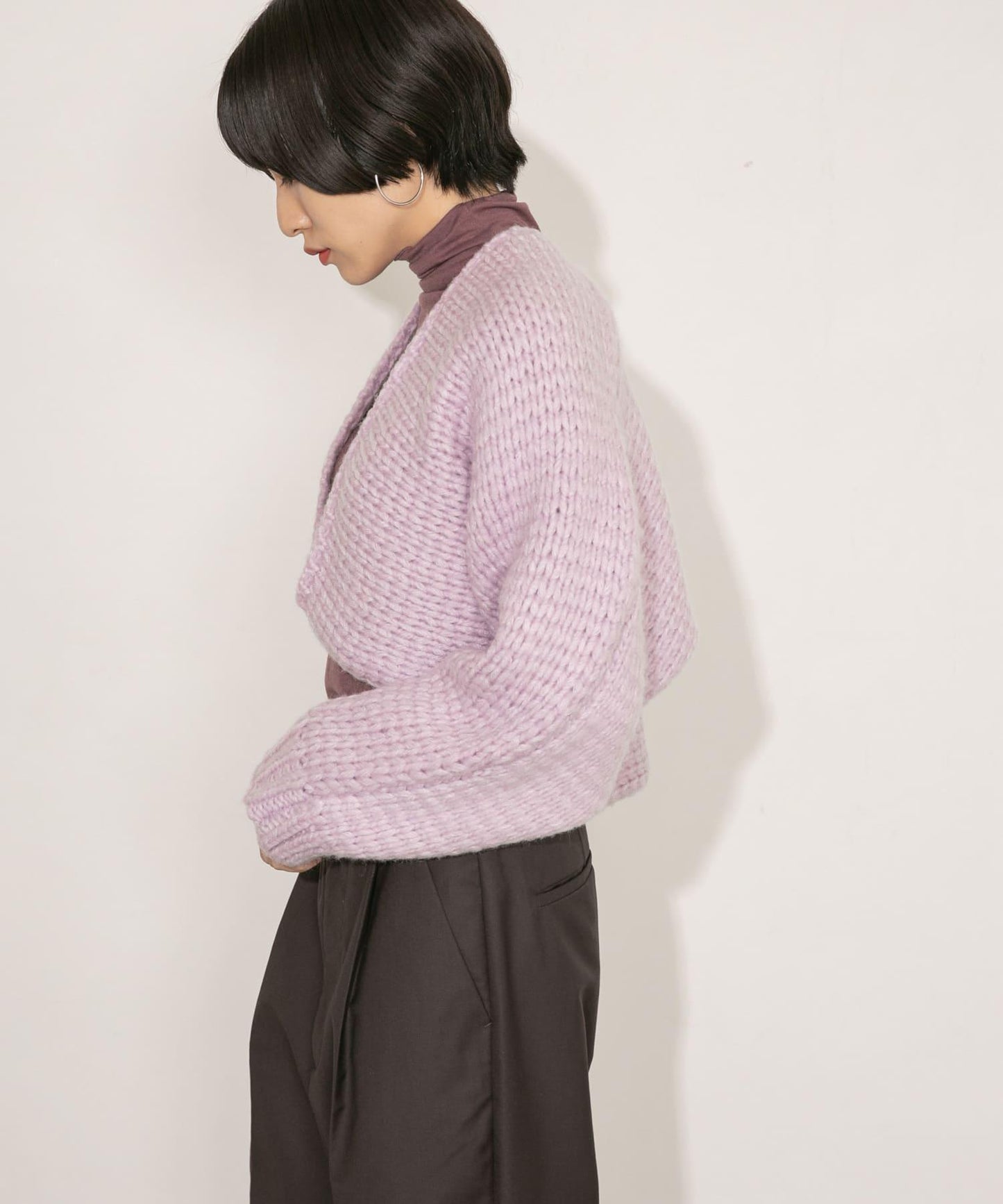 粗針短款針織開衫