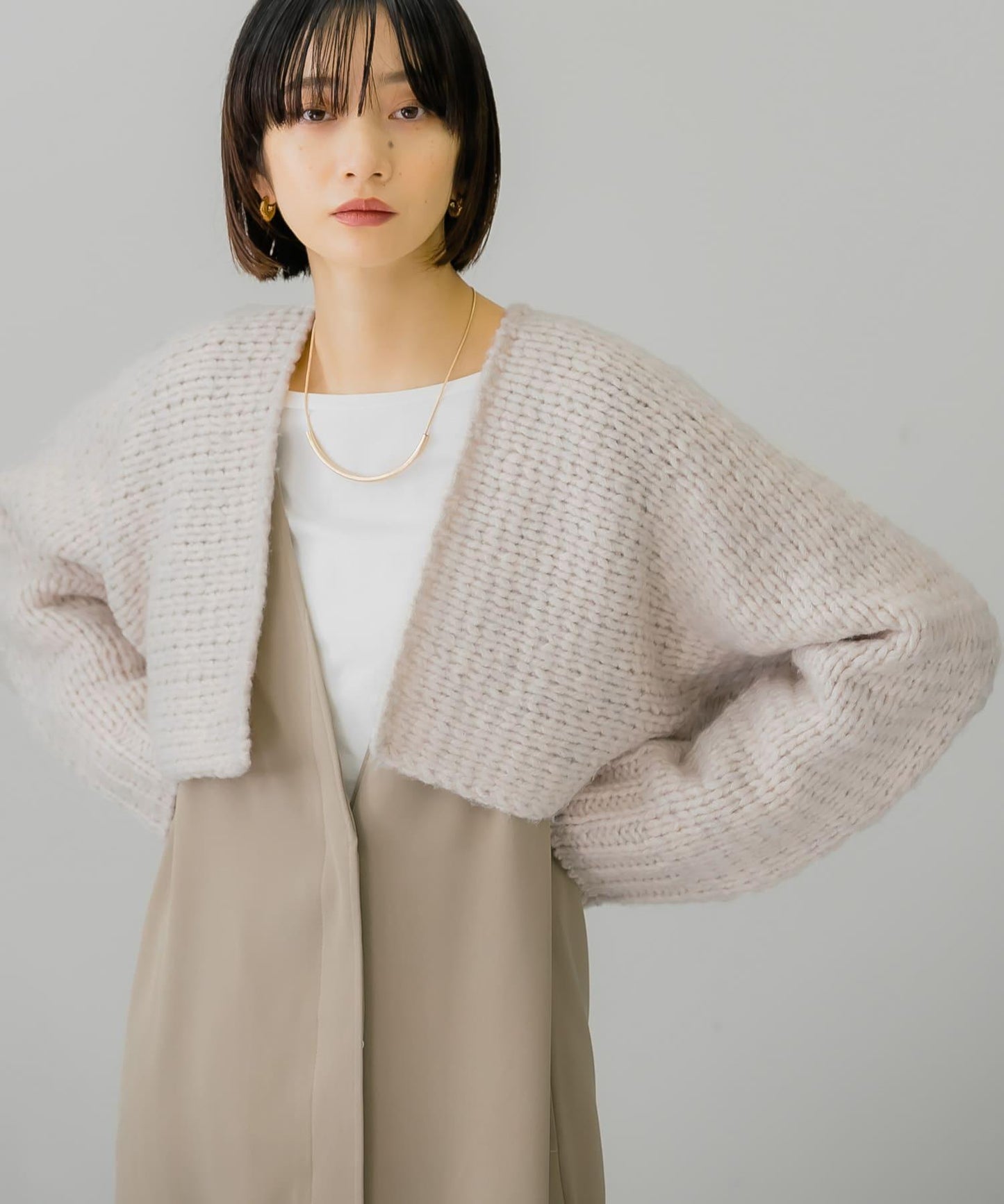 粗針短款針織開衫