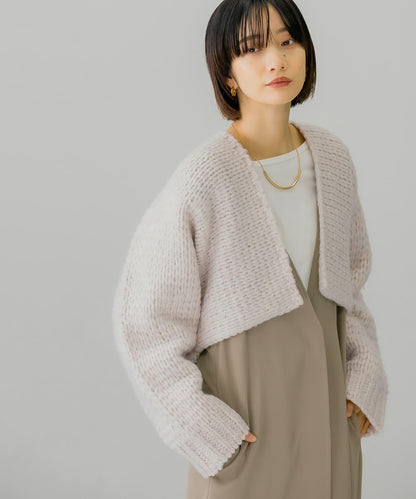 粗針短款針織開衫