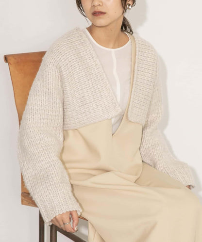 粗針短款針織開衫