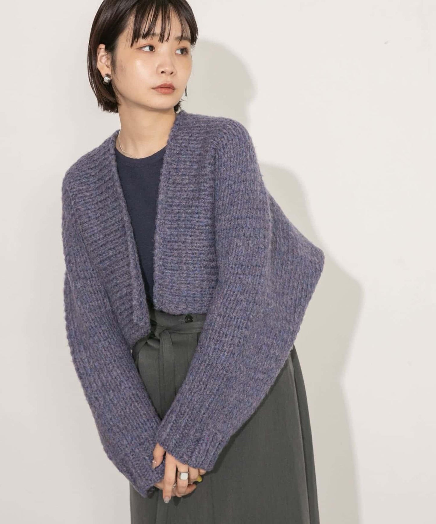 粗針短款針織開衫