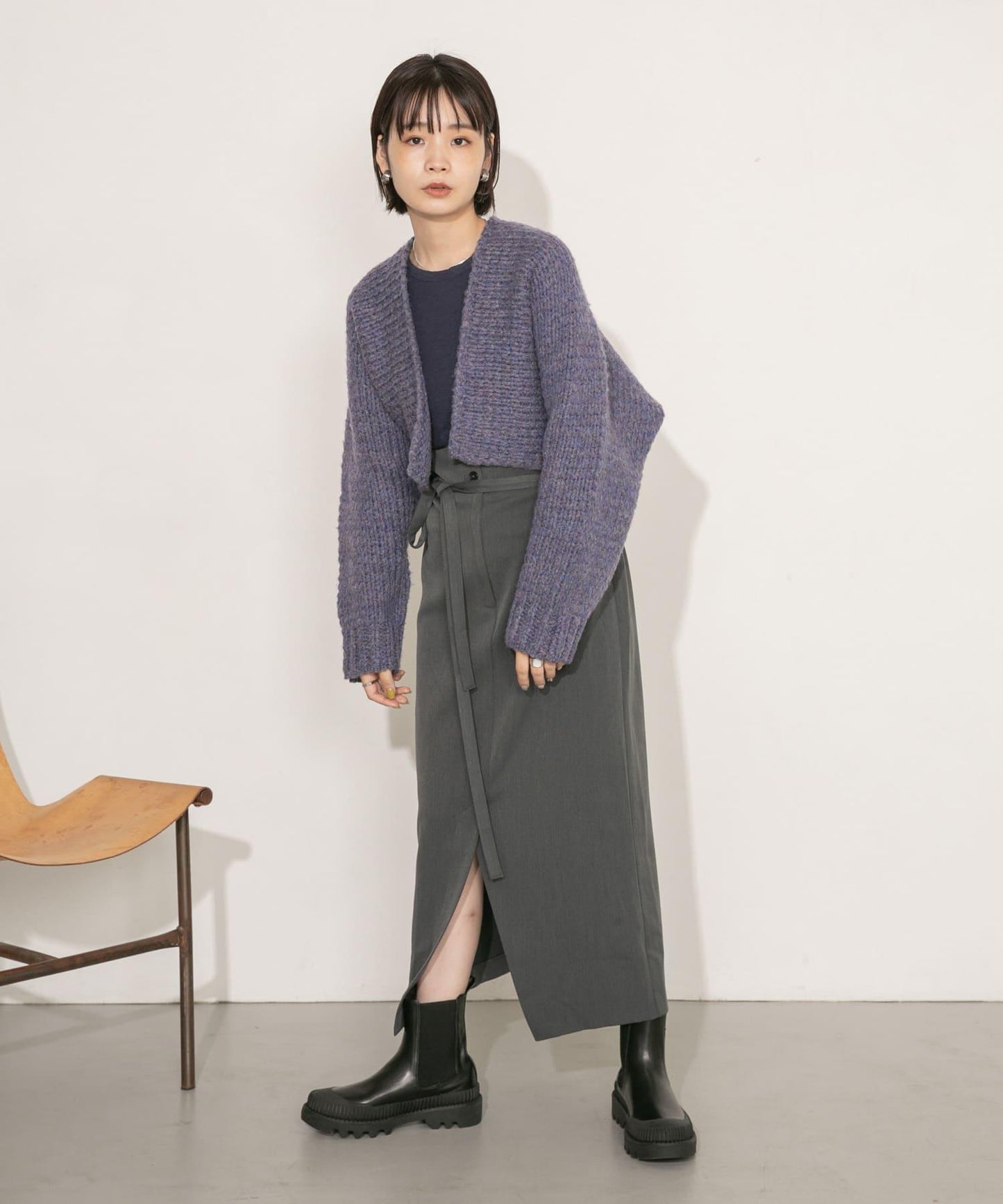 粗針短款針織開衫