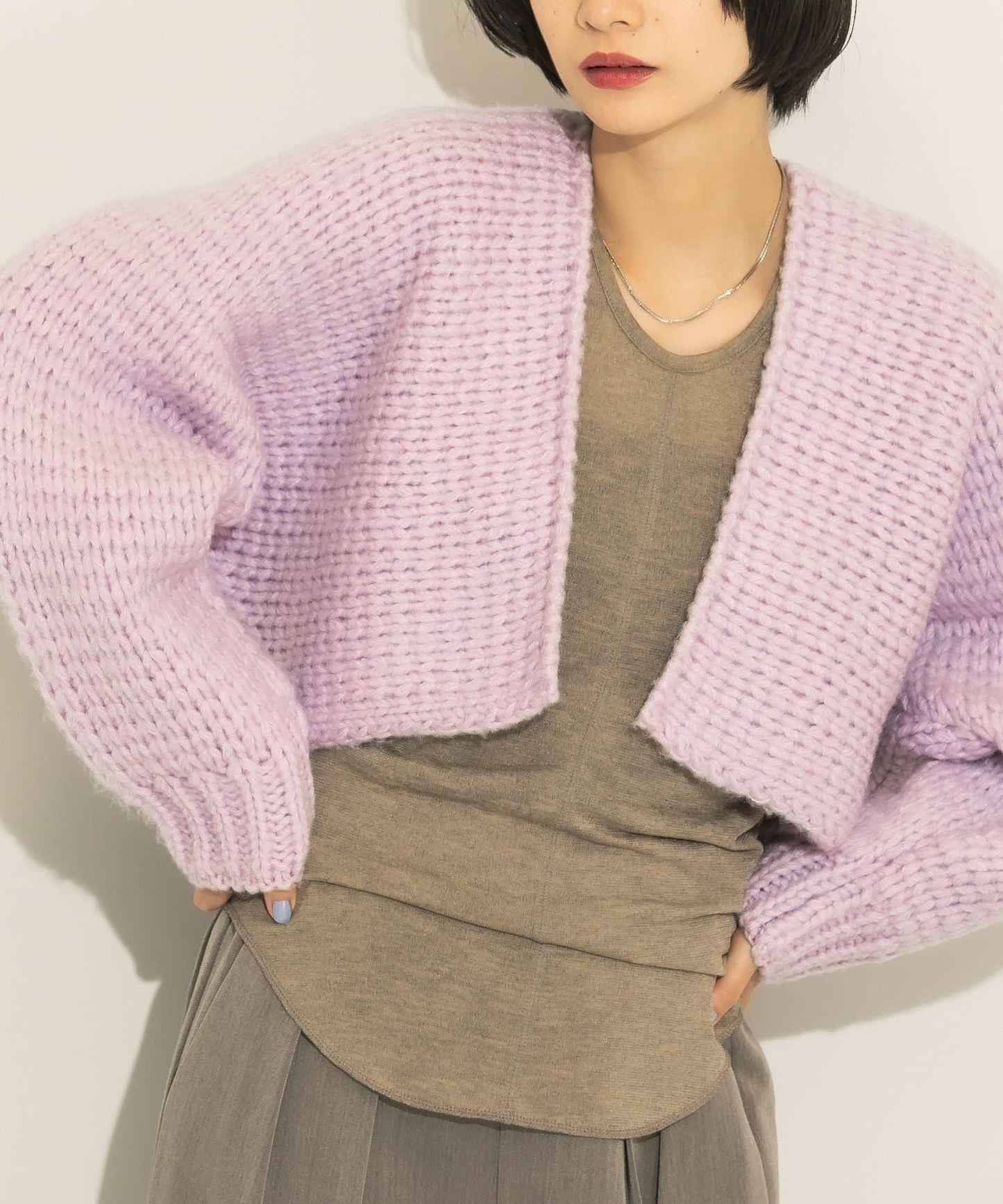 粗針短款針織開衫