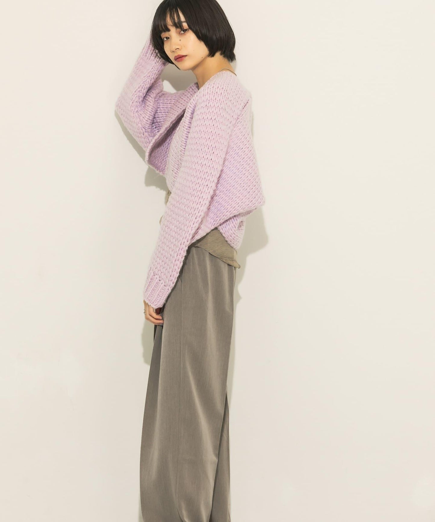 粗針短款針織開衫