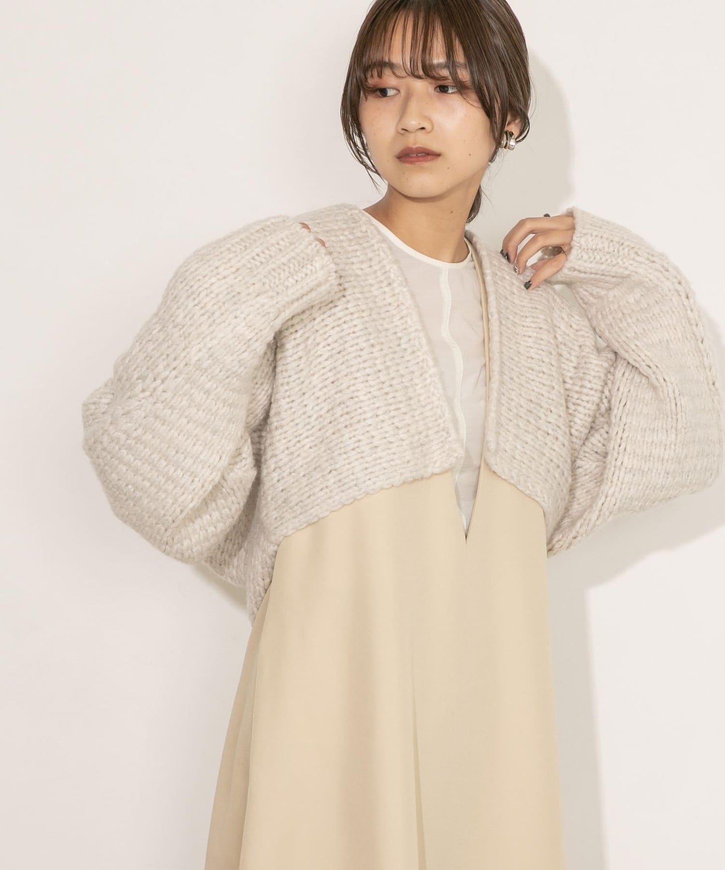 粗針短款針織開衫