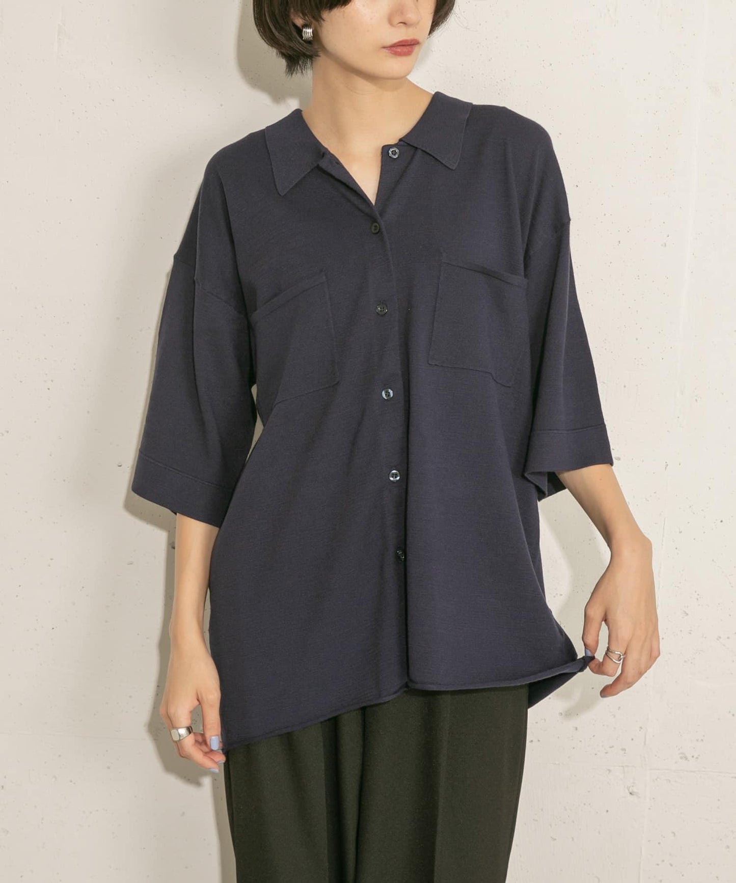 寬鬆版型針織襯衫