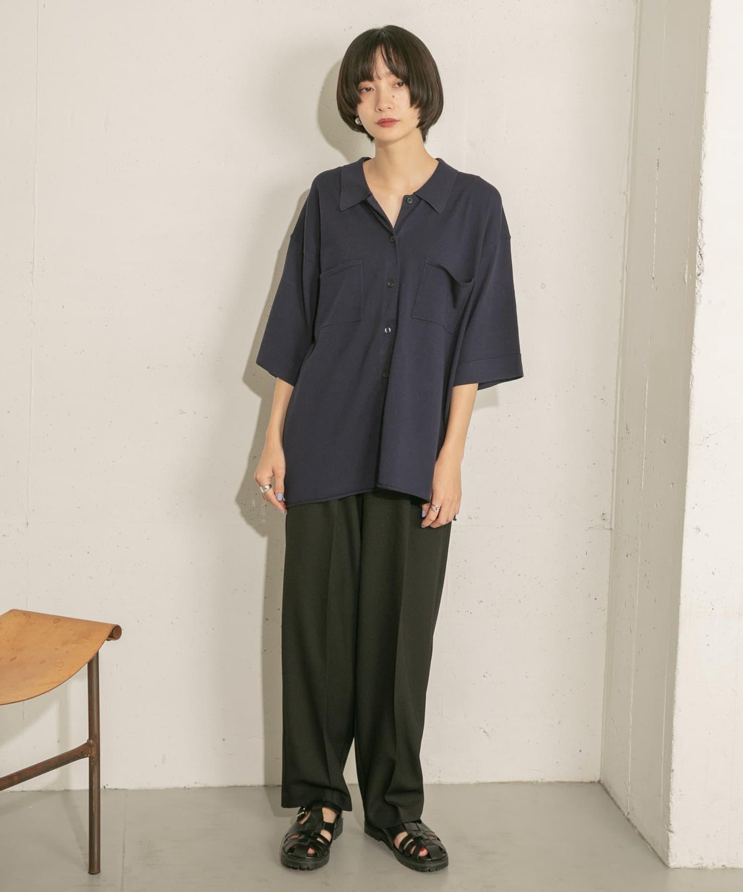 寬鬆版型針織襯衫