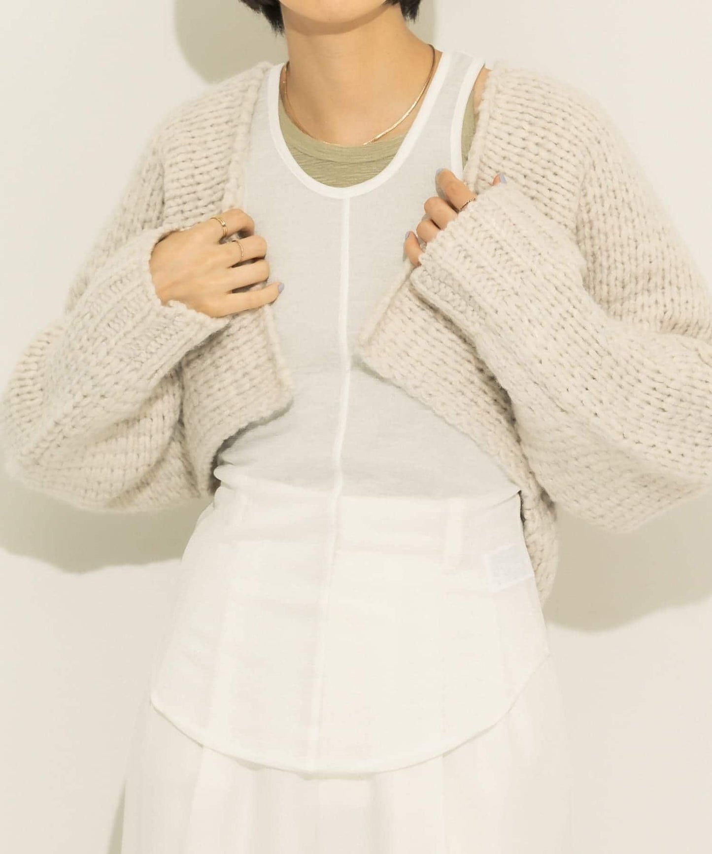 粗針短款針織開衫