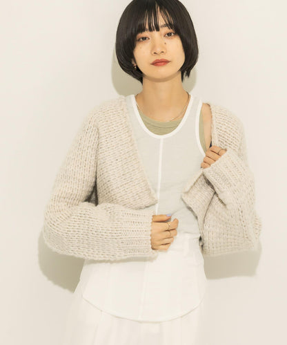 粗針短款針織開衫