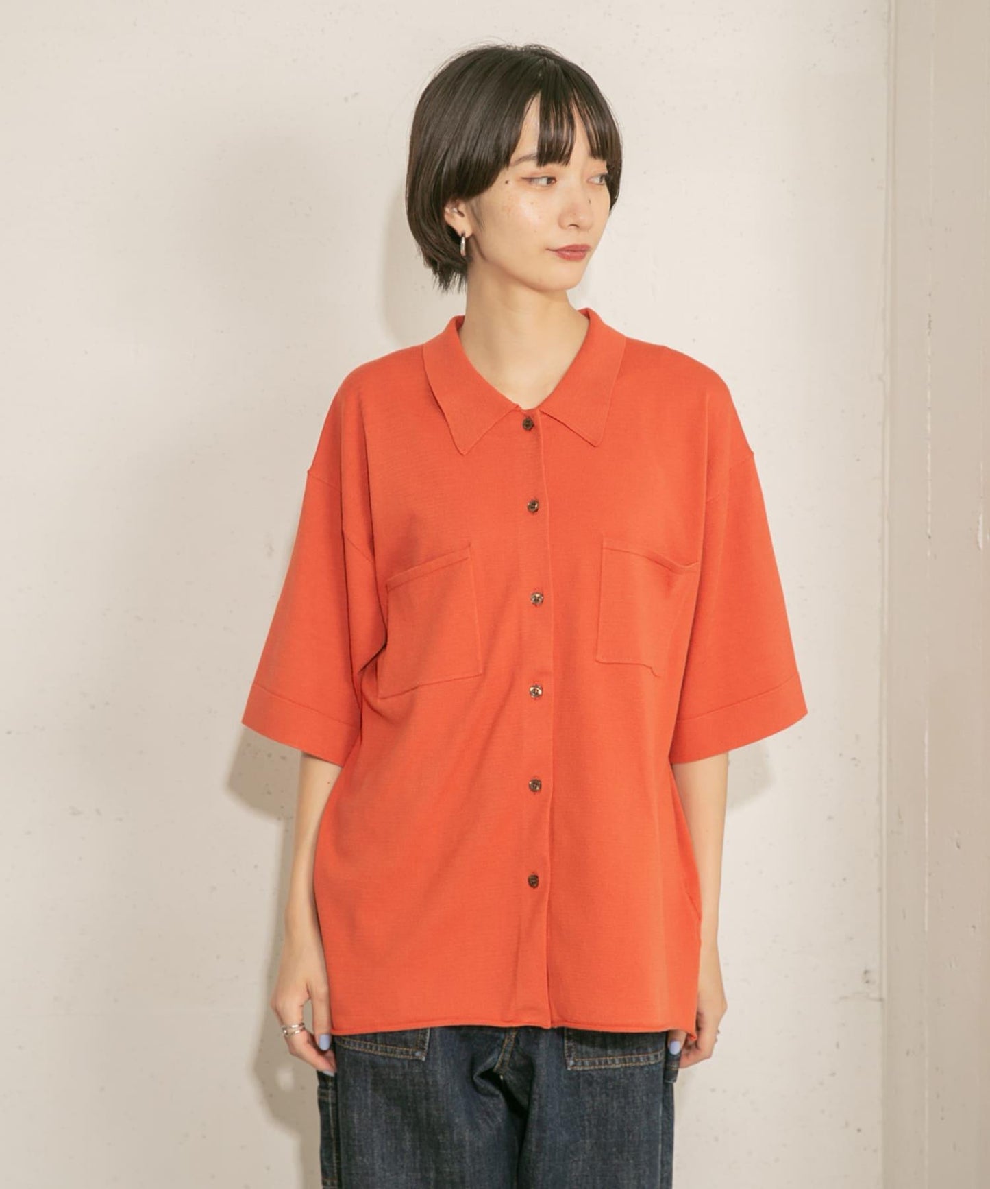 寬鬆版型針織襯衫