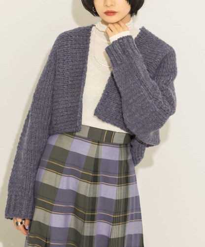 粗針短款針織開衫