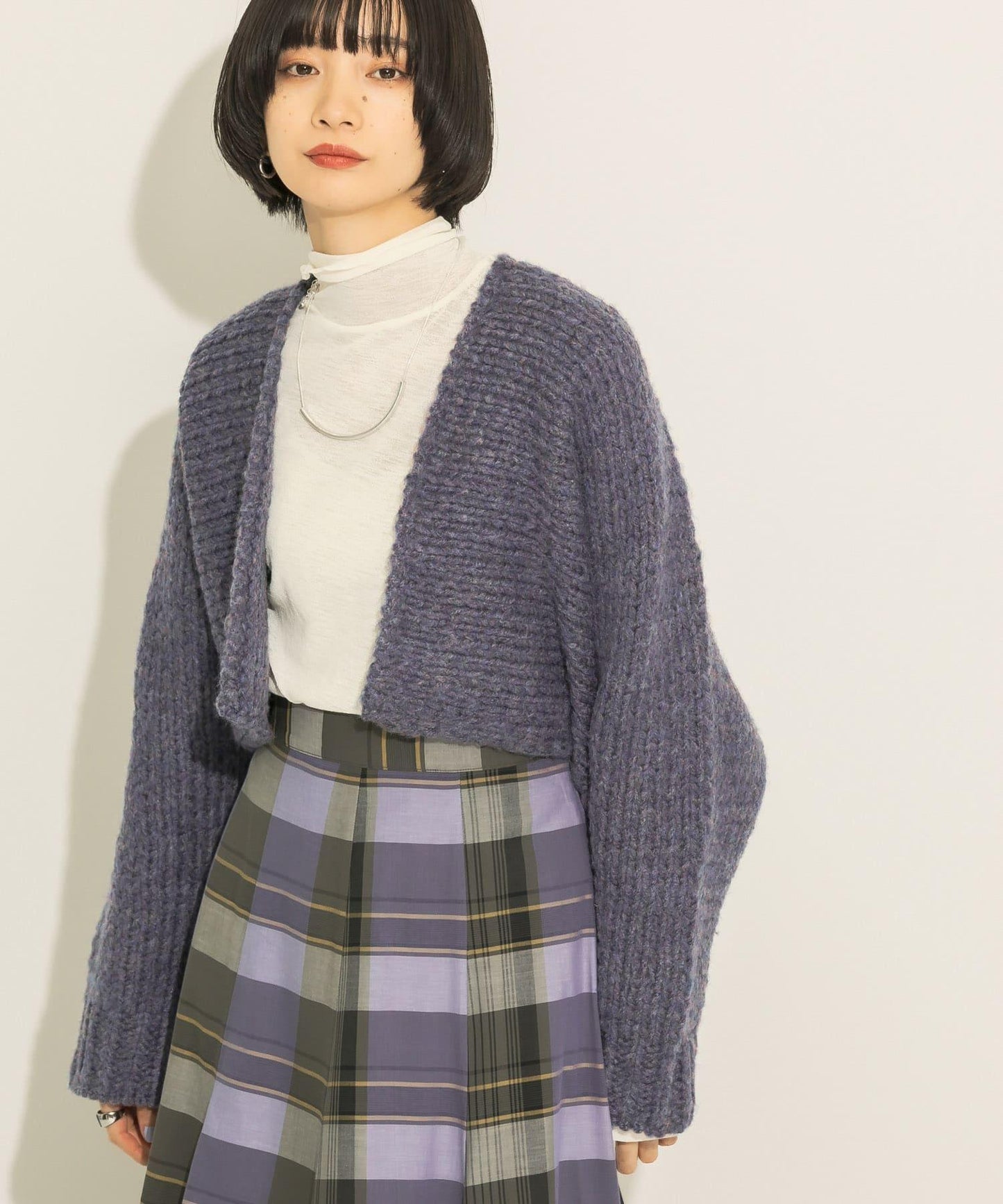 粗針短款針織開衫