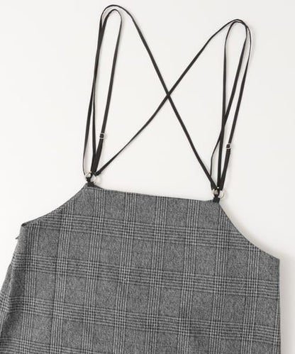 背部交叉高腰裙