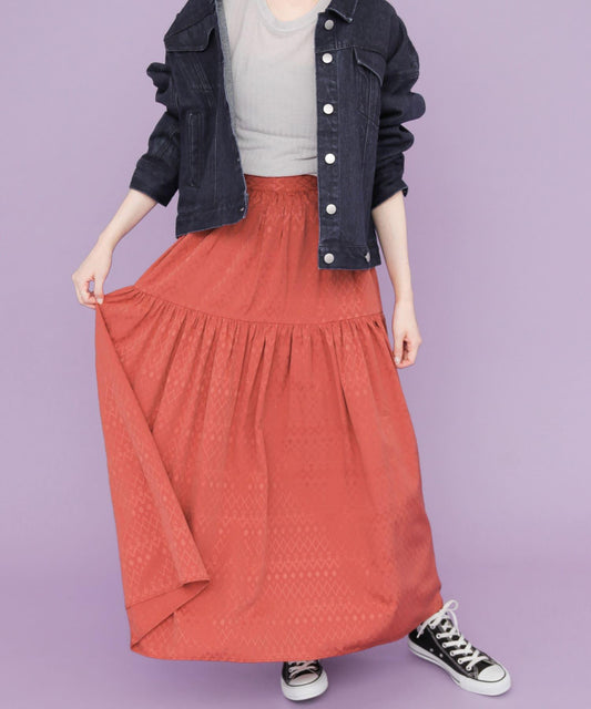 提花長款半身裙