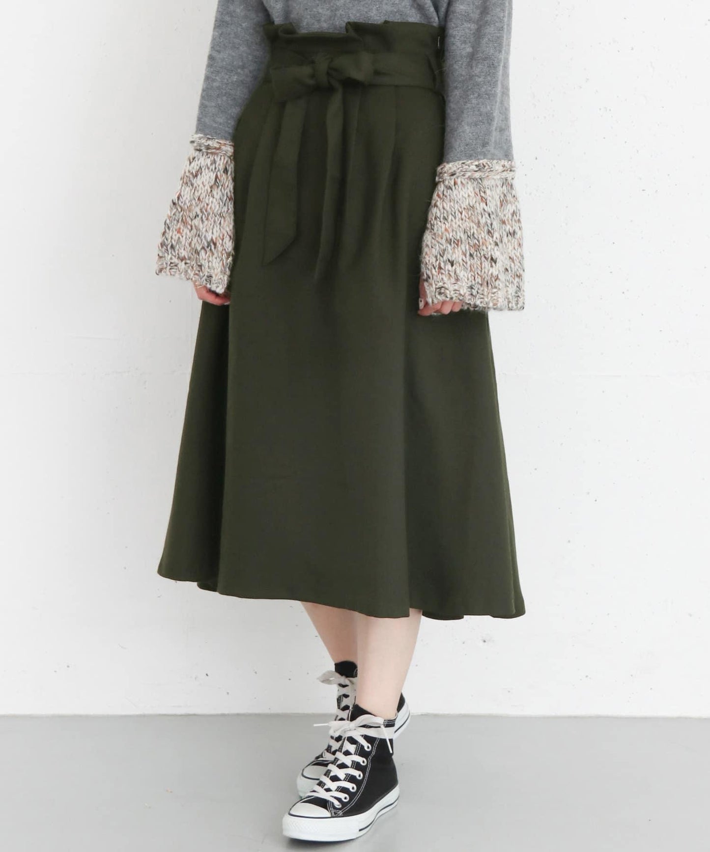 高腰蝴蝶結喇叭裙