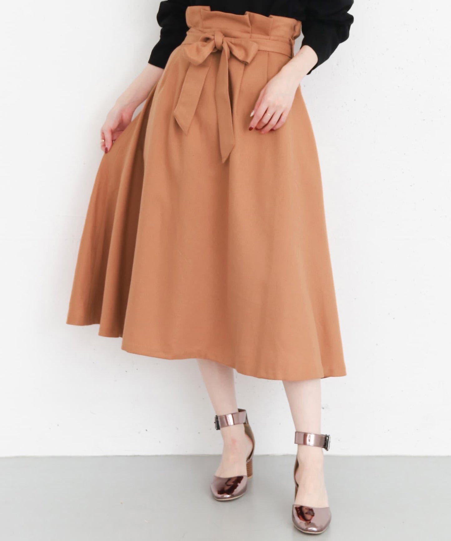 高腰蝴蝶結喇叭裙