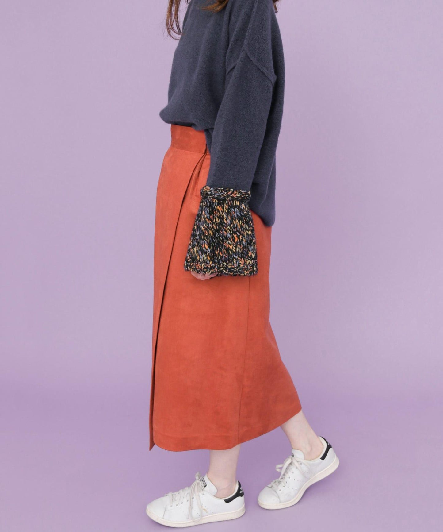 彩色麂皮包裹半身裙