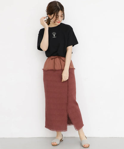 提花流蘇休閒半身裙