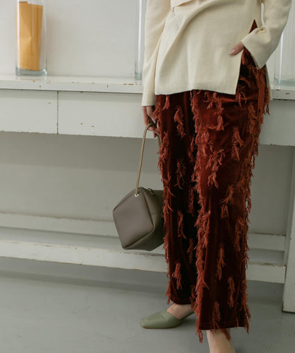 天鵝絨流蘇休閒褲∴