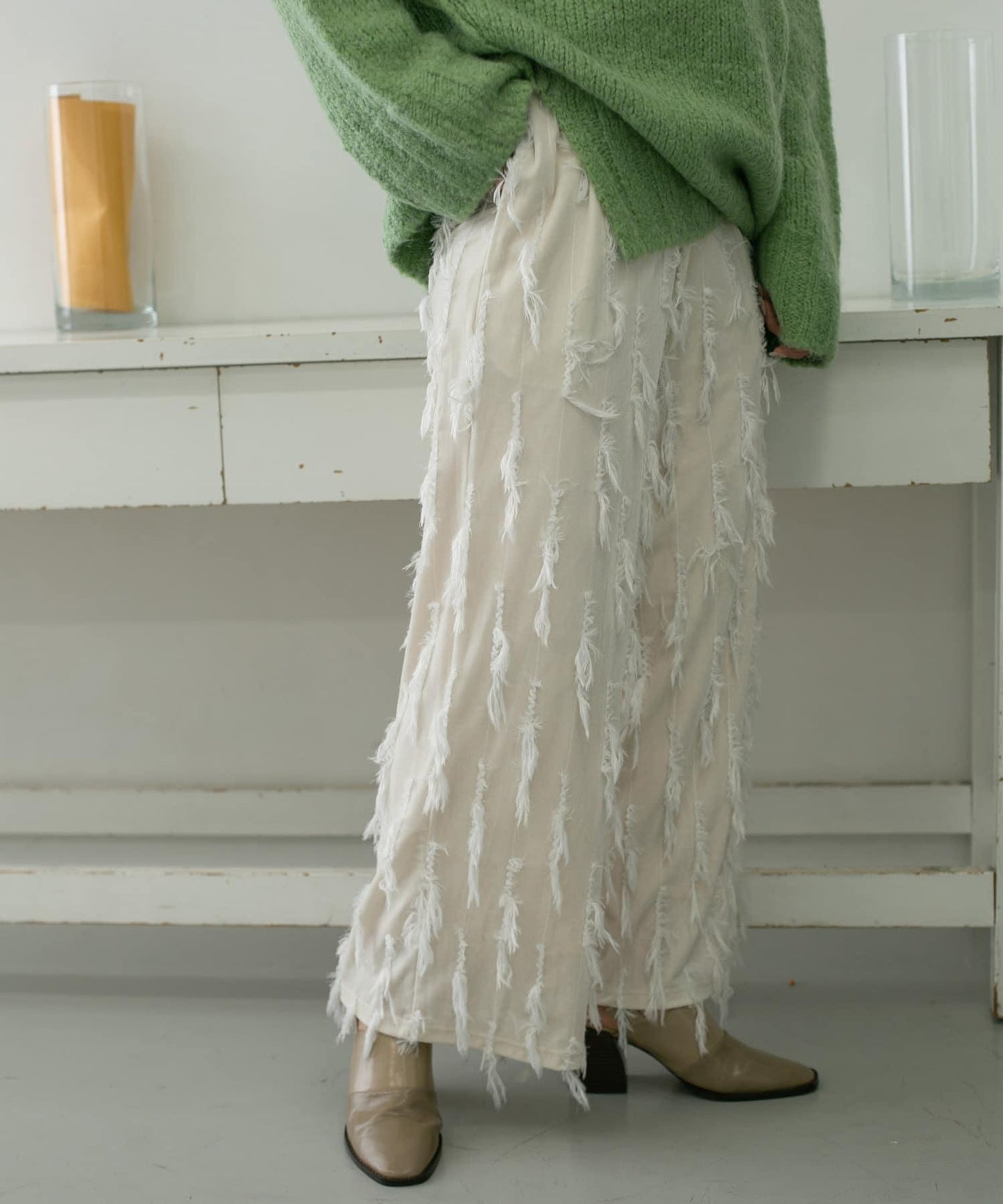 天鵝絨流蘇休閒褲∴