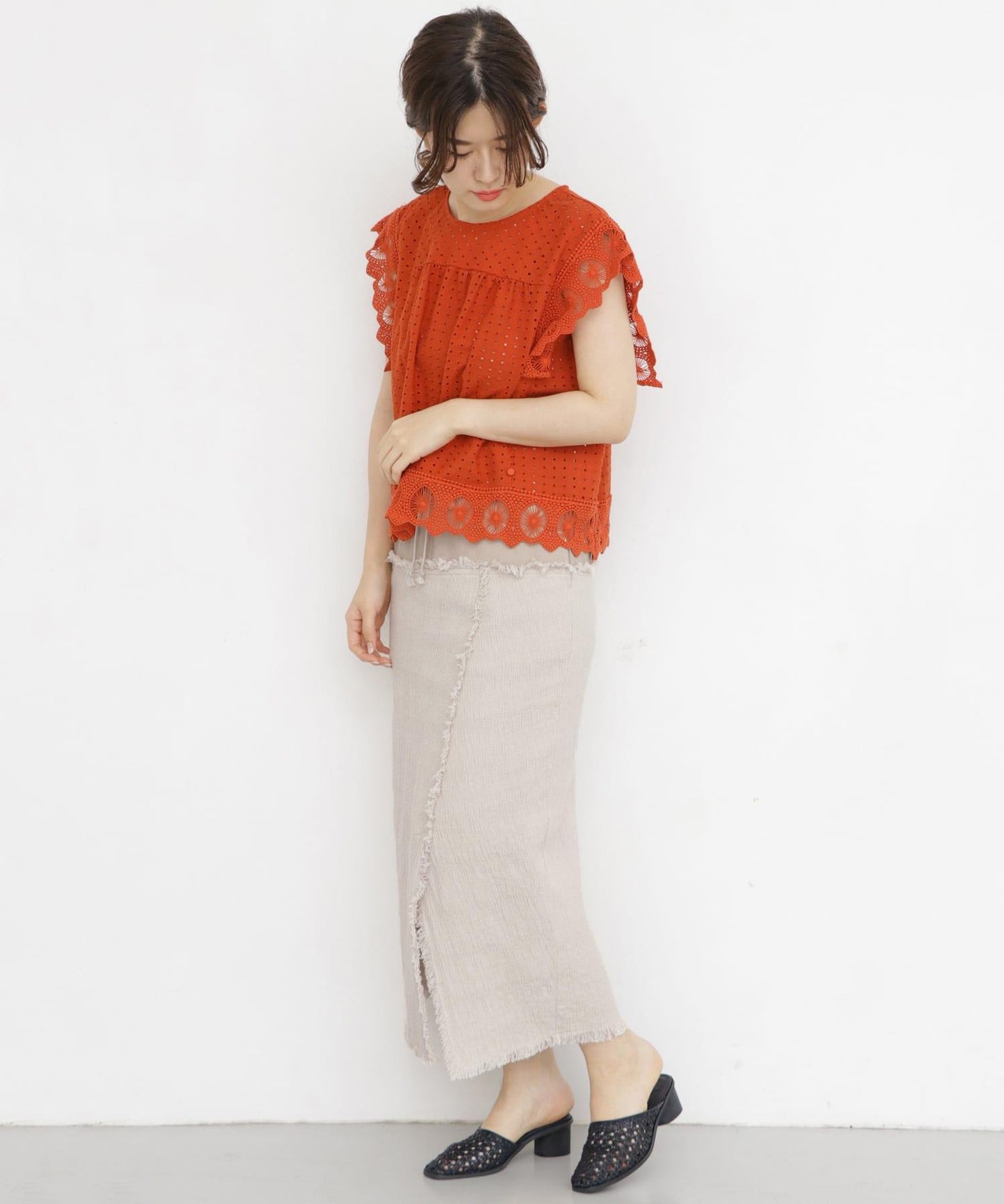 提花流蘇休閒半身裙