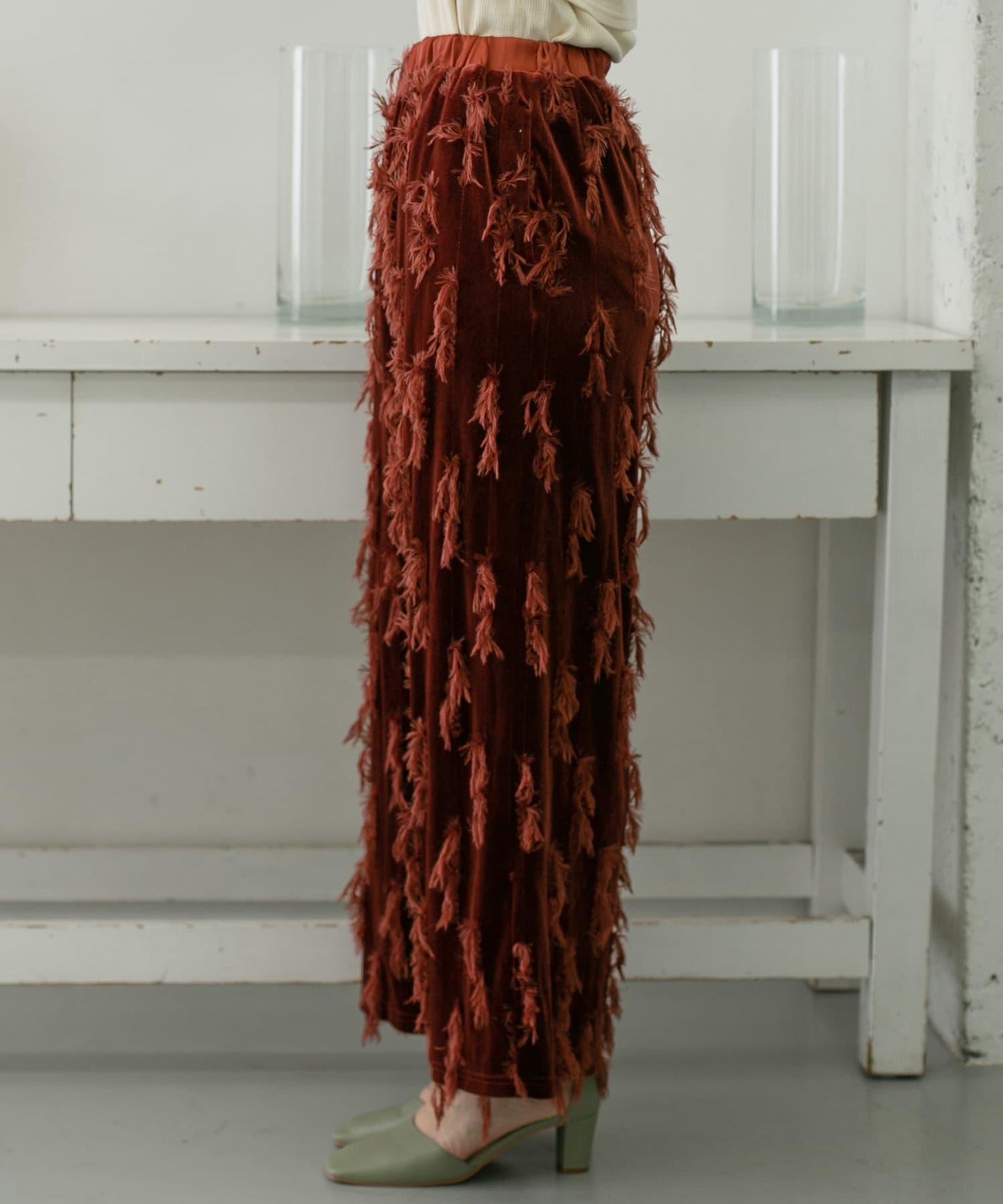 天鵝絨流蘇休閒褲∴