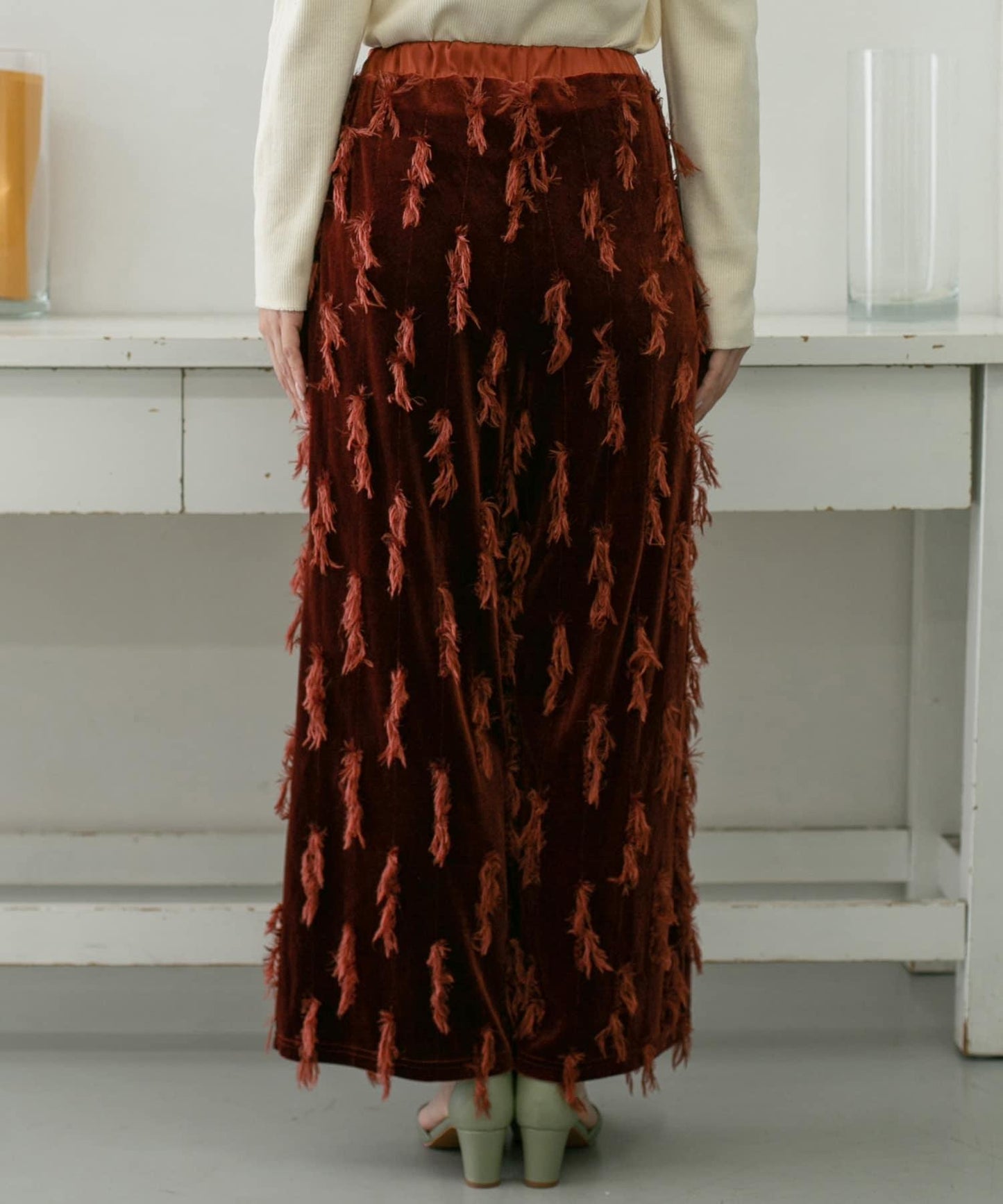 天鵝絨流蘇休閒褲∴