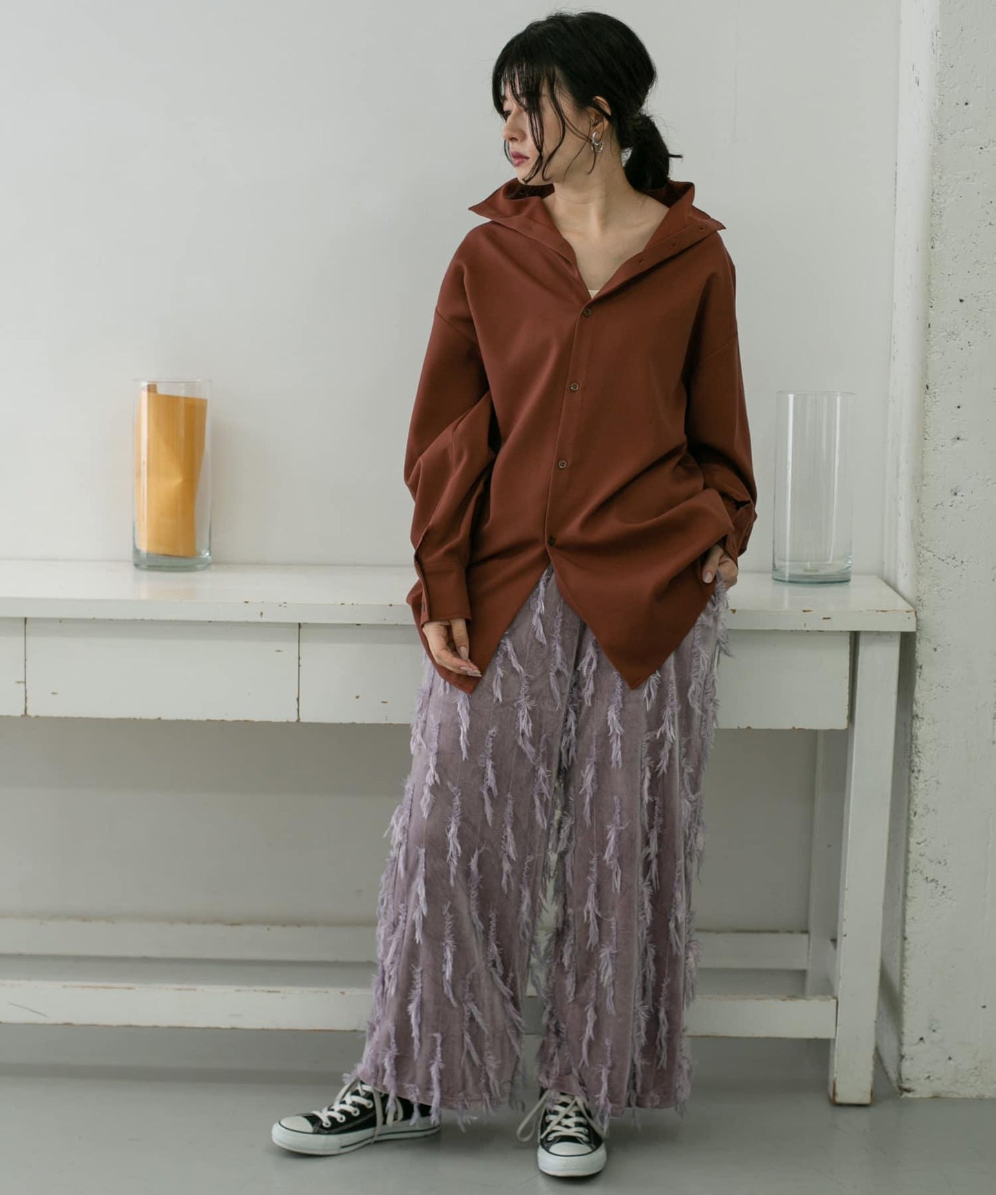 天鵝絨流蘇休閒褲∴