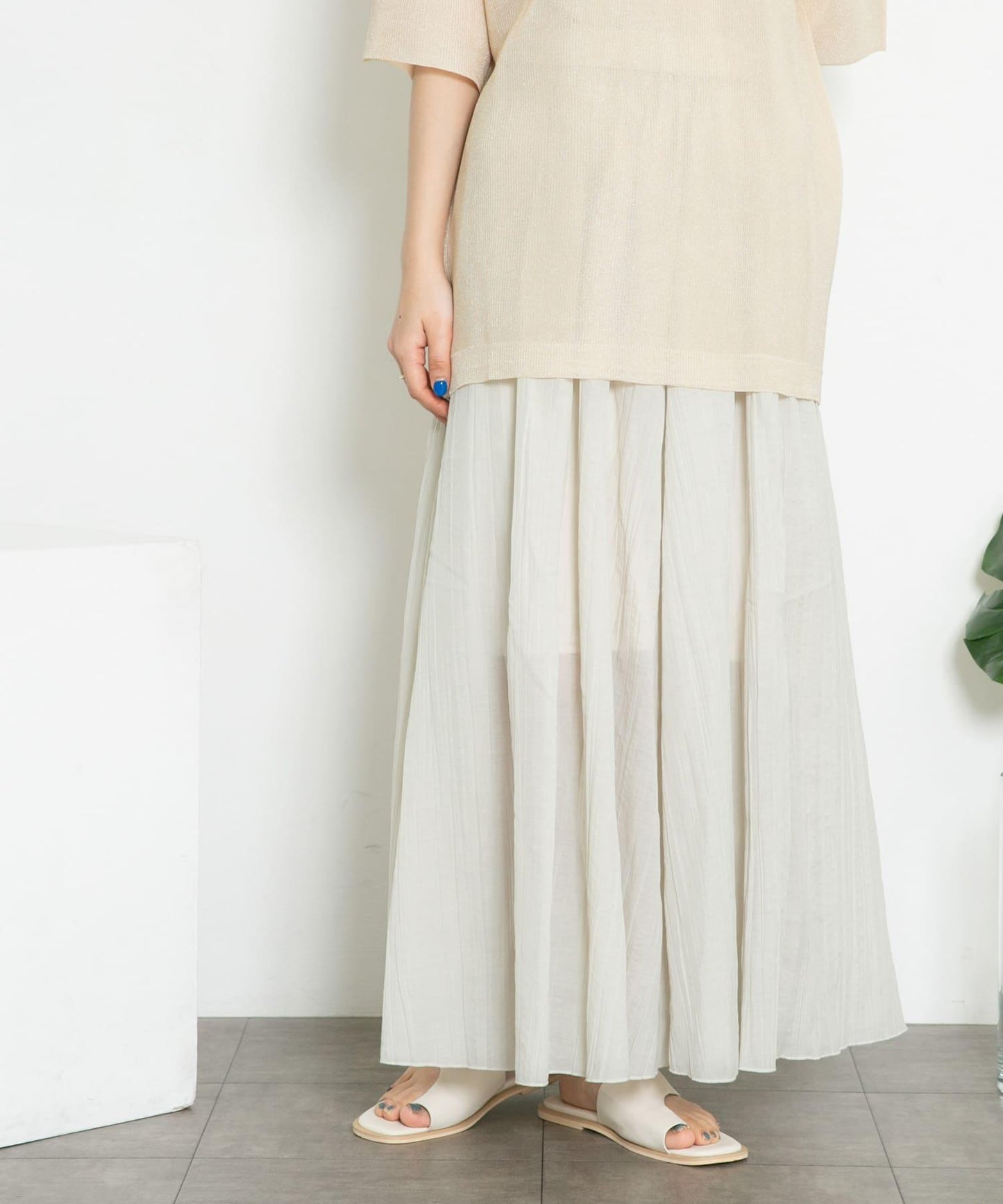 透視感蓬鬆喇叭半身裙