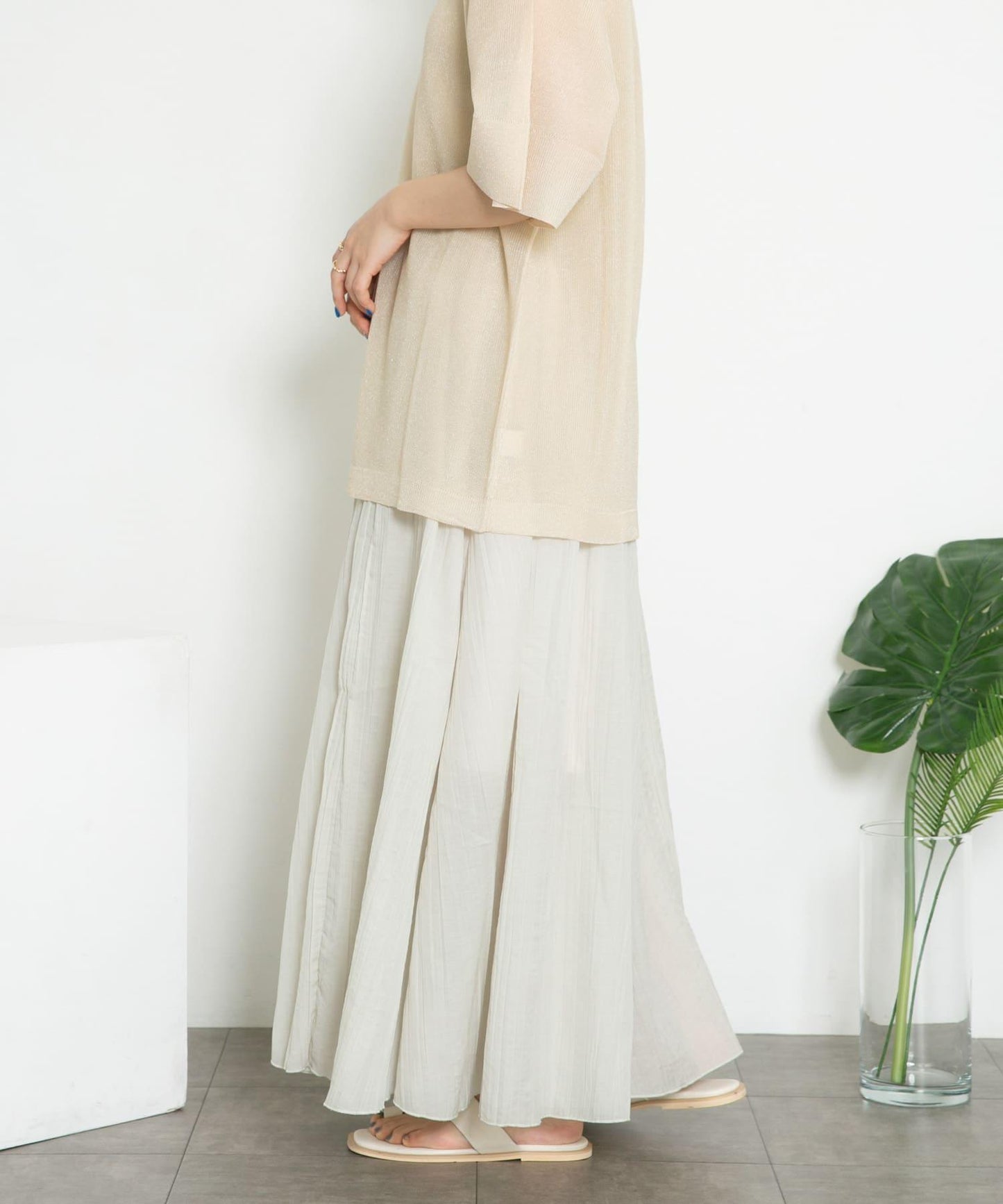 透視感蓬鬆喇叭半身裙