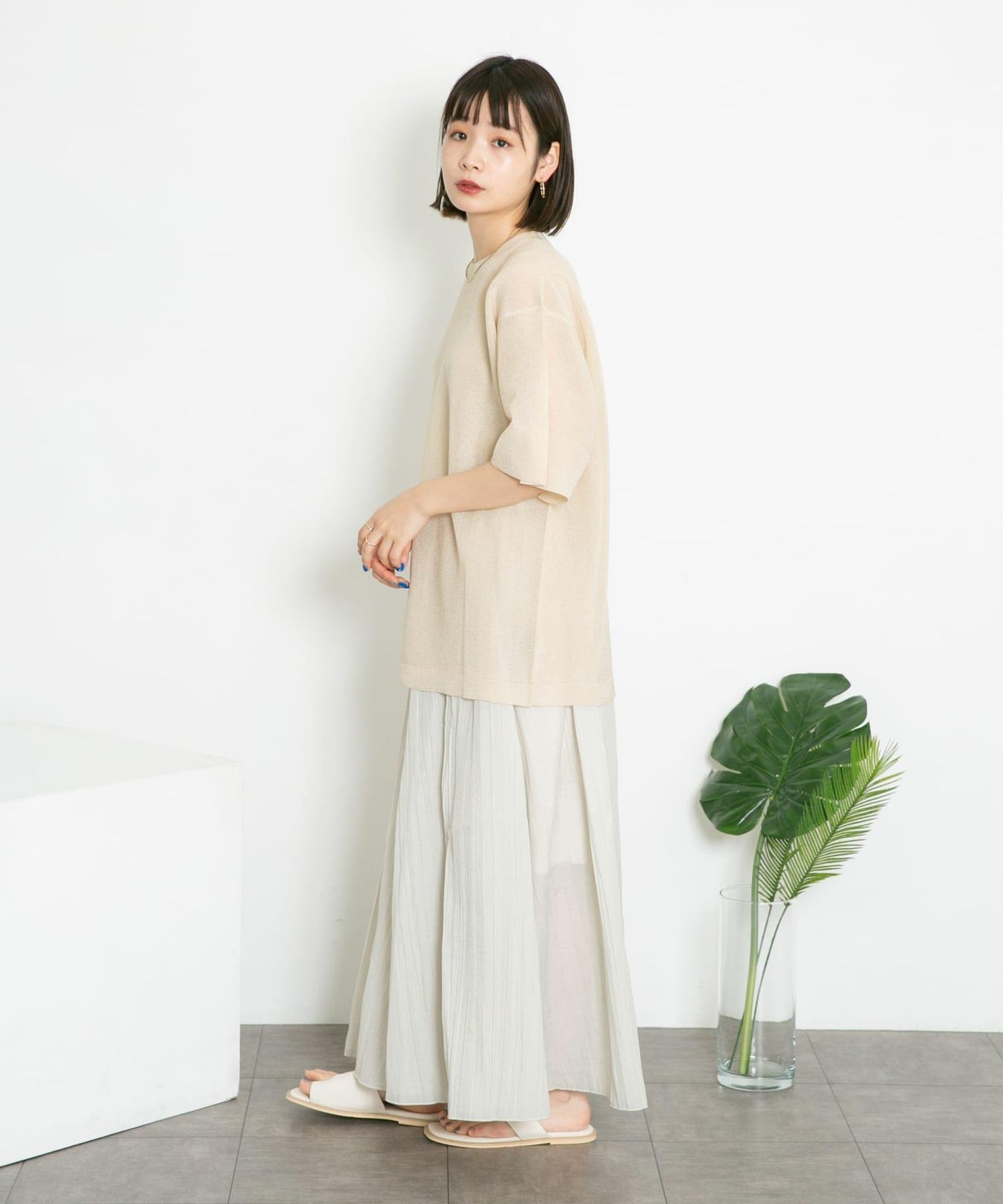 透視感蓬鬆喇叭半身裙