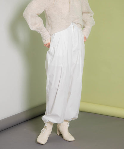 抽繩下襬工裝褲