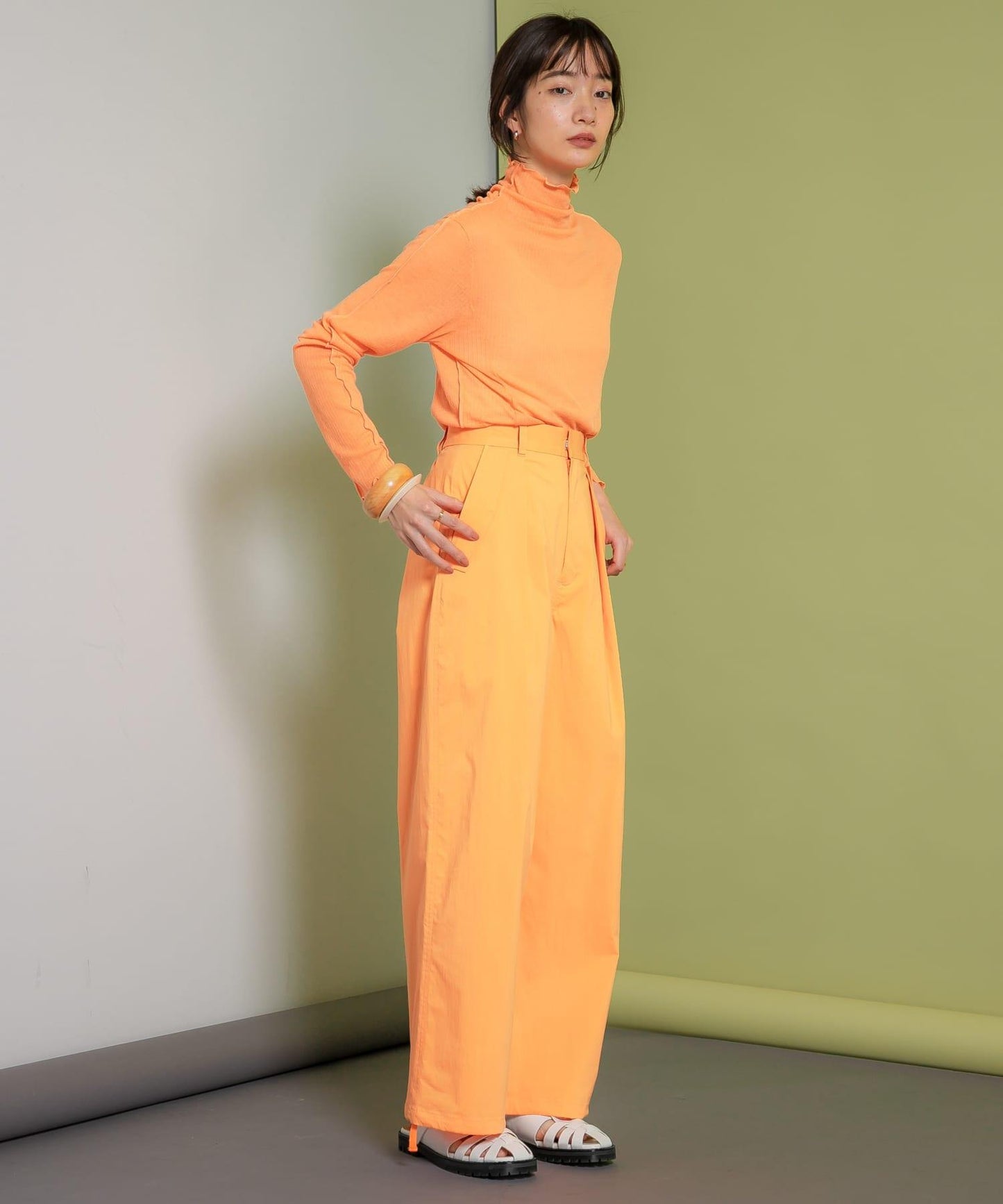 抽繩下襬工裝褲