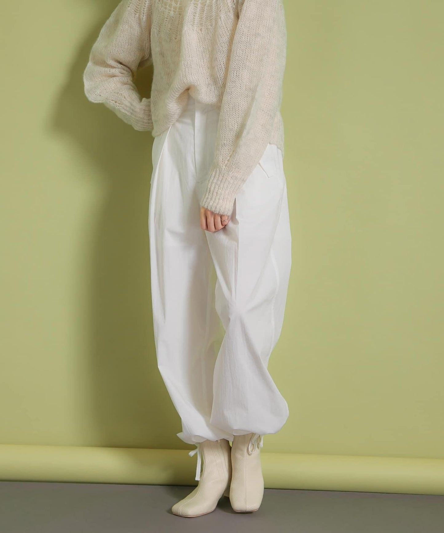 抽繩下襬工裝褲