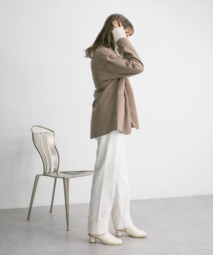 翻邊直筒牛仔褲