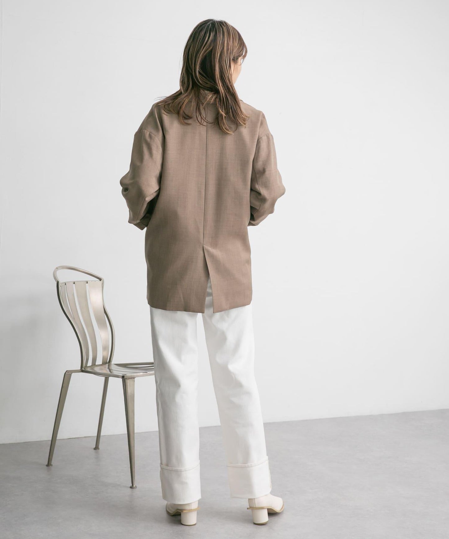 翻邊直筒牛仔褲