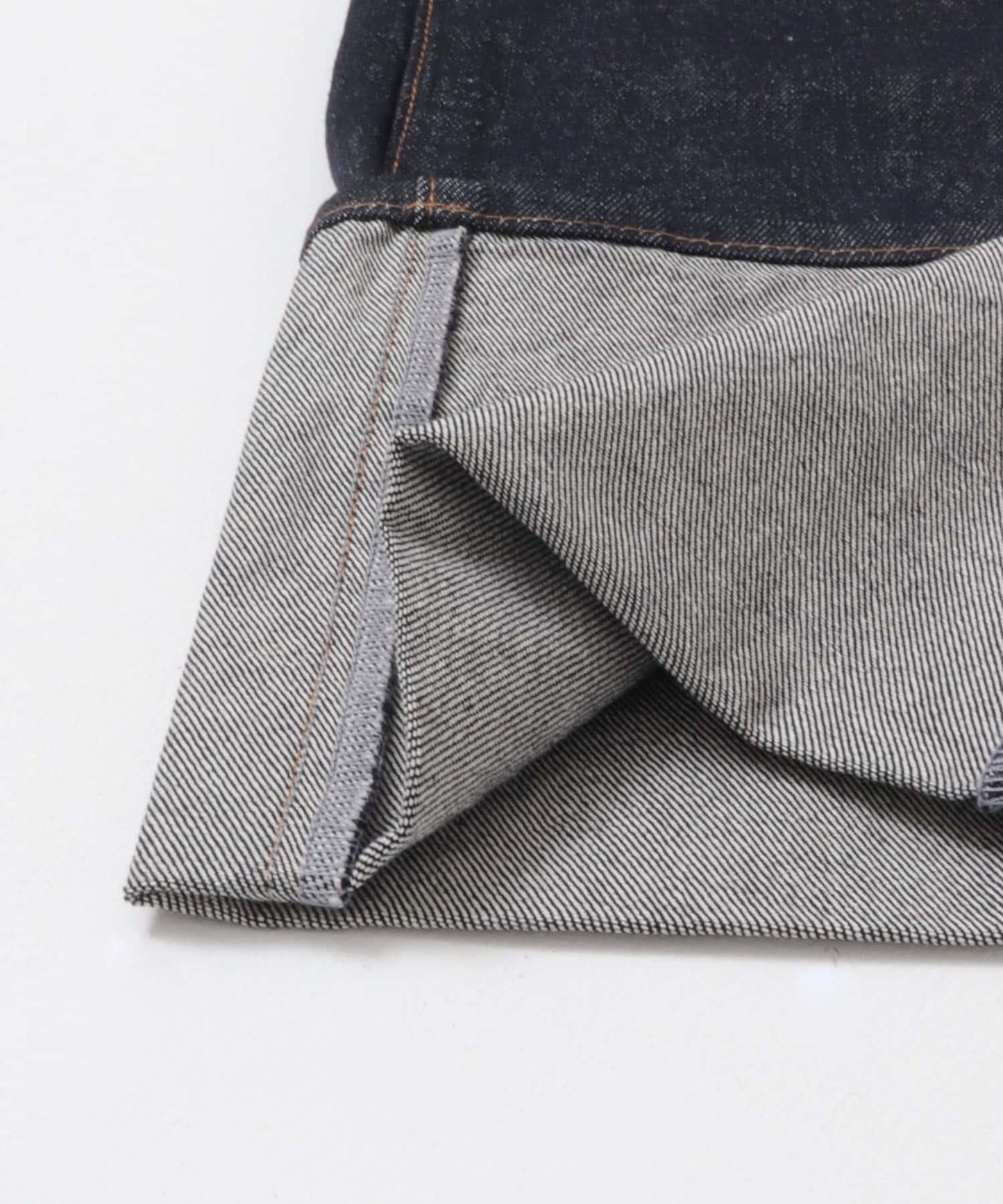 翻邊直筒牛仔褲