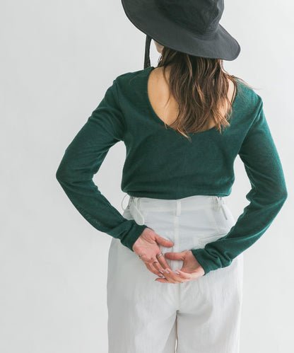 後背開口針織衫