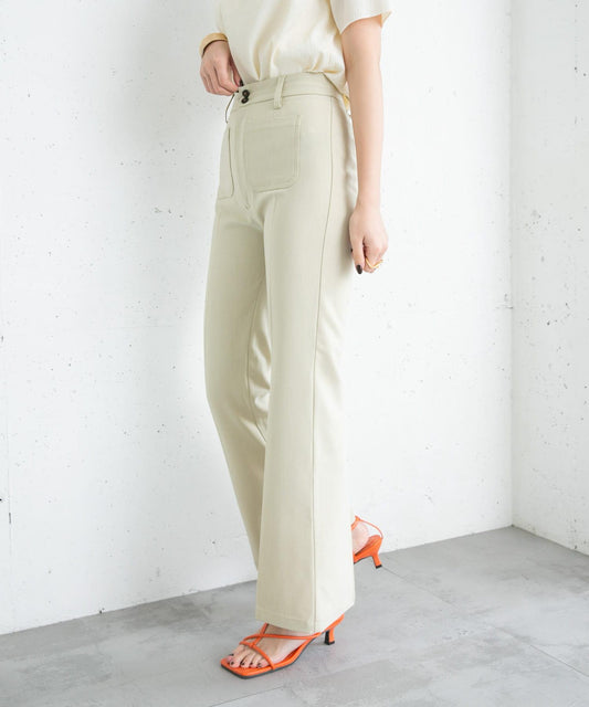 拼接口袋喇叭褲