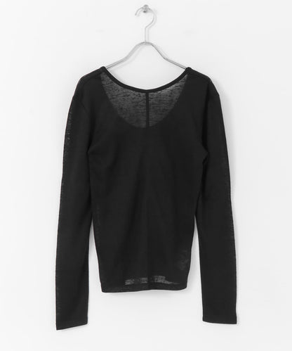 後背開口針織衫