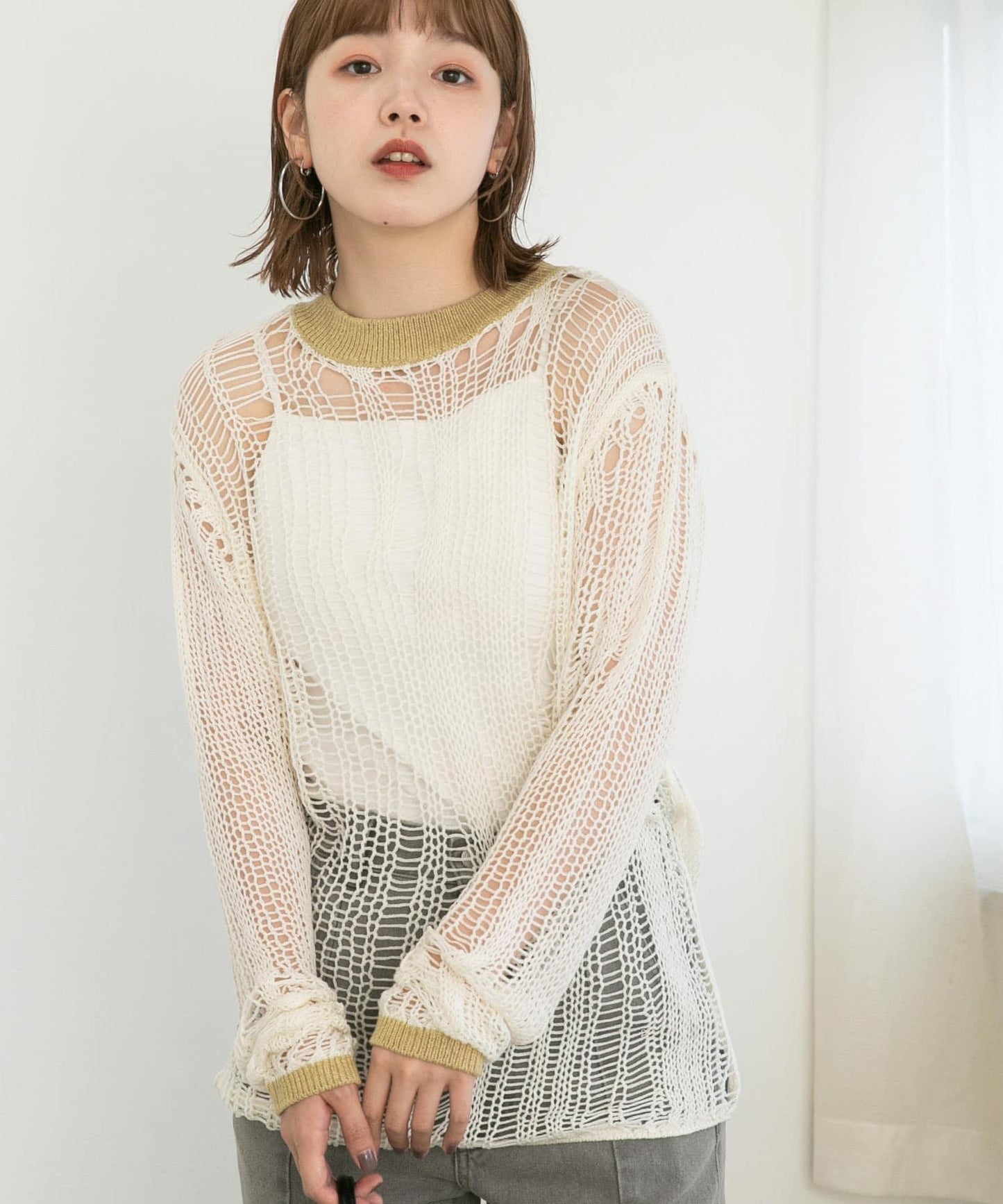 隨機鏤空編織寬鬆針織衫