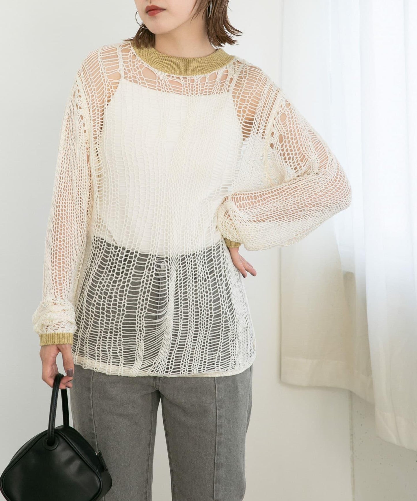 隨機鏤空編織寬鬆針織衫