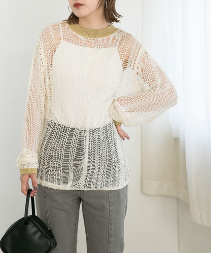 隨機鏤空編織寬鬆針織衫