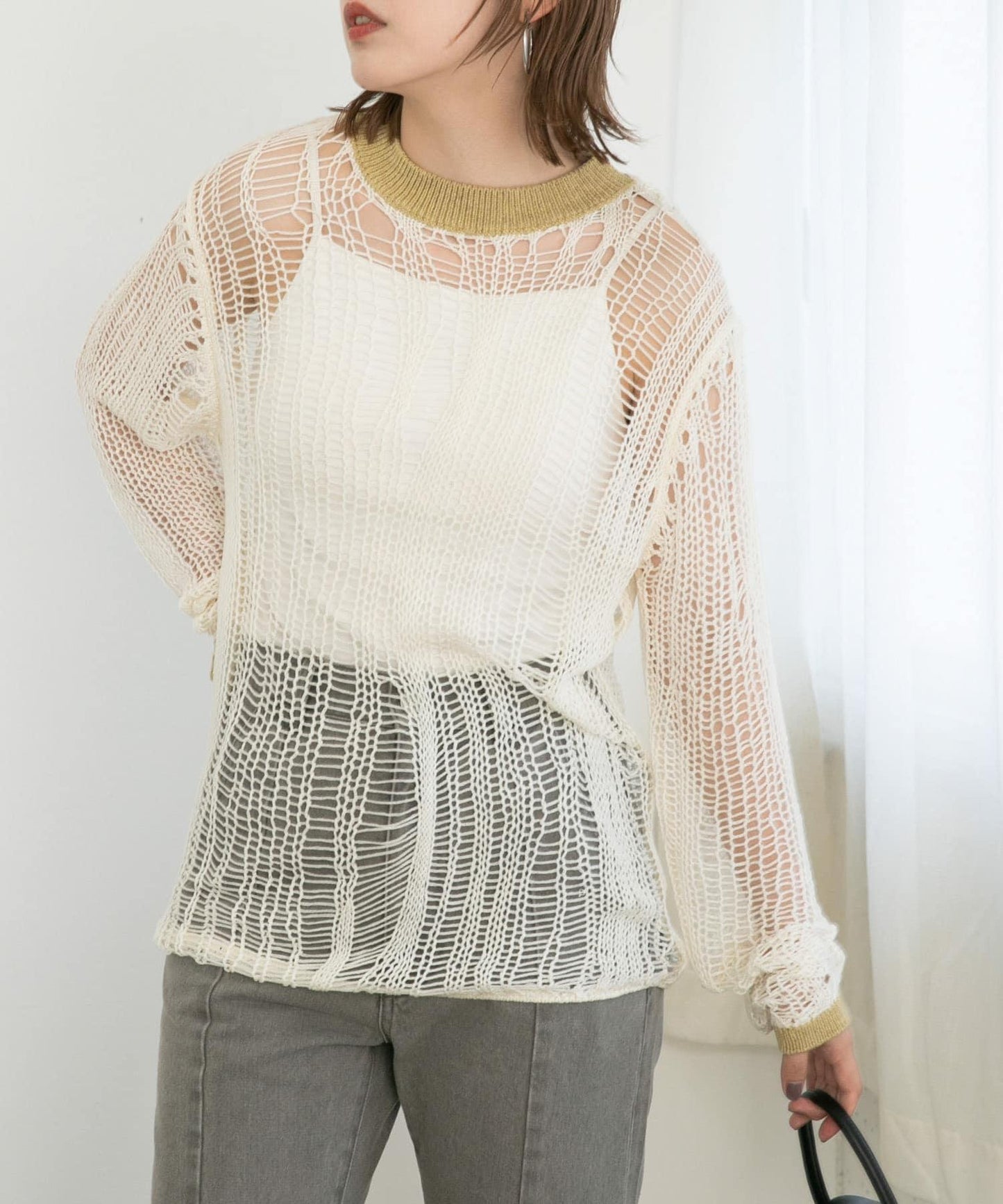 隨機鏤空編織寬鬆針織衫